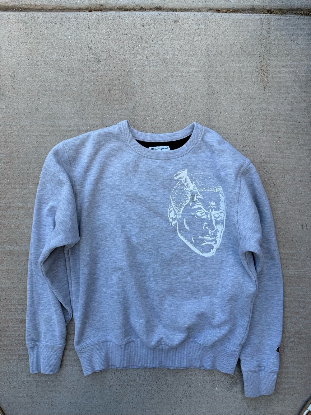 Champion Light Gray Crewneck Sweatshirt with White Graphic